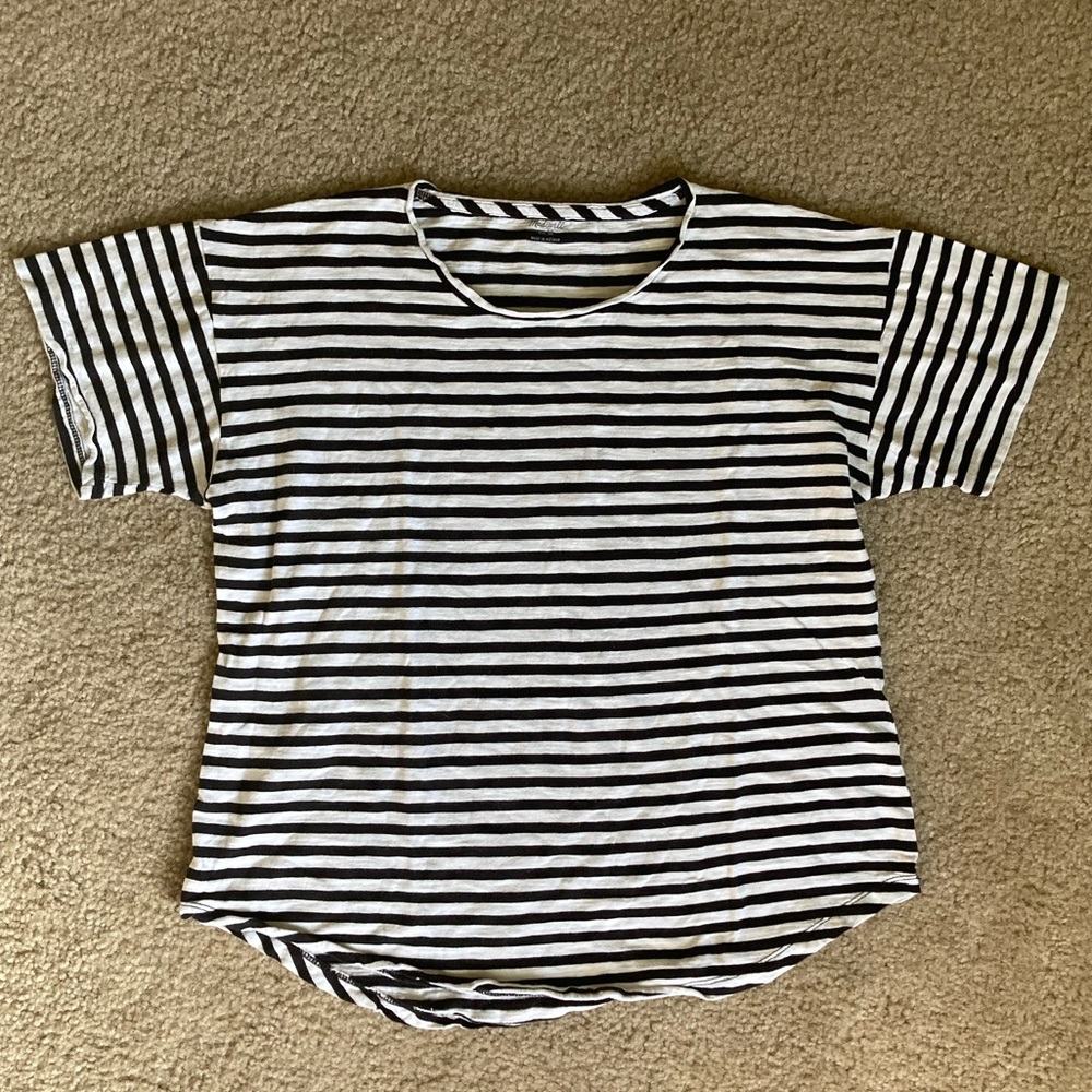 Madewell Black and White Striped T Shirt Top
